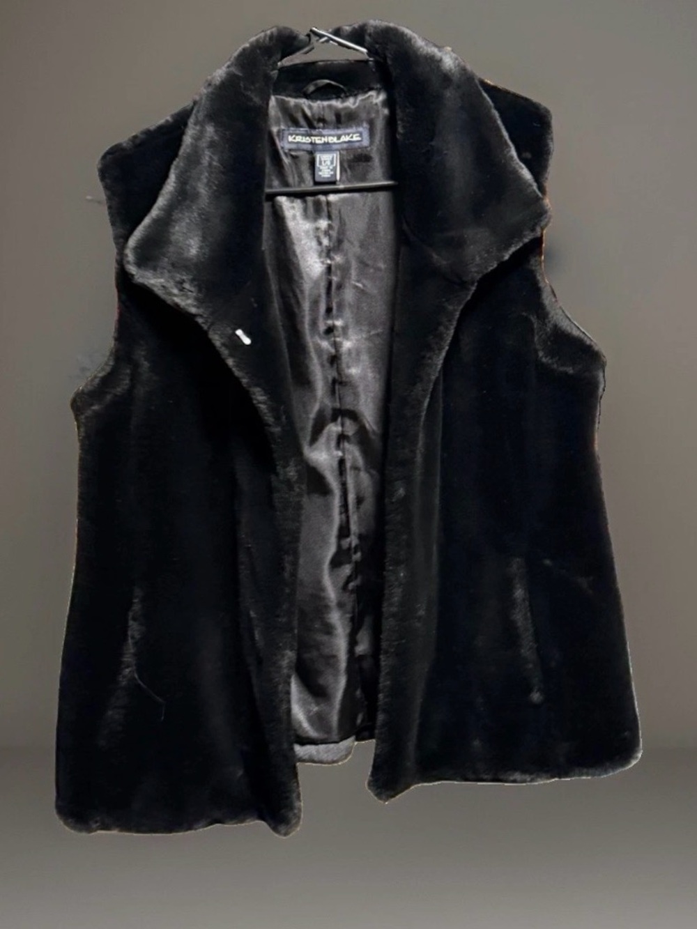 Kristen Blake Black Faux Fur Collar Vest